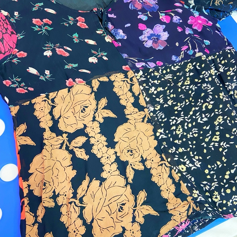 Sacred Threads Black Floral Patchwork Women's Ray… - image 7